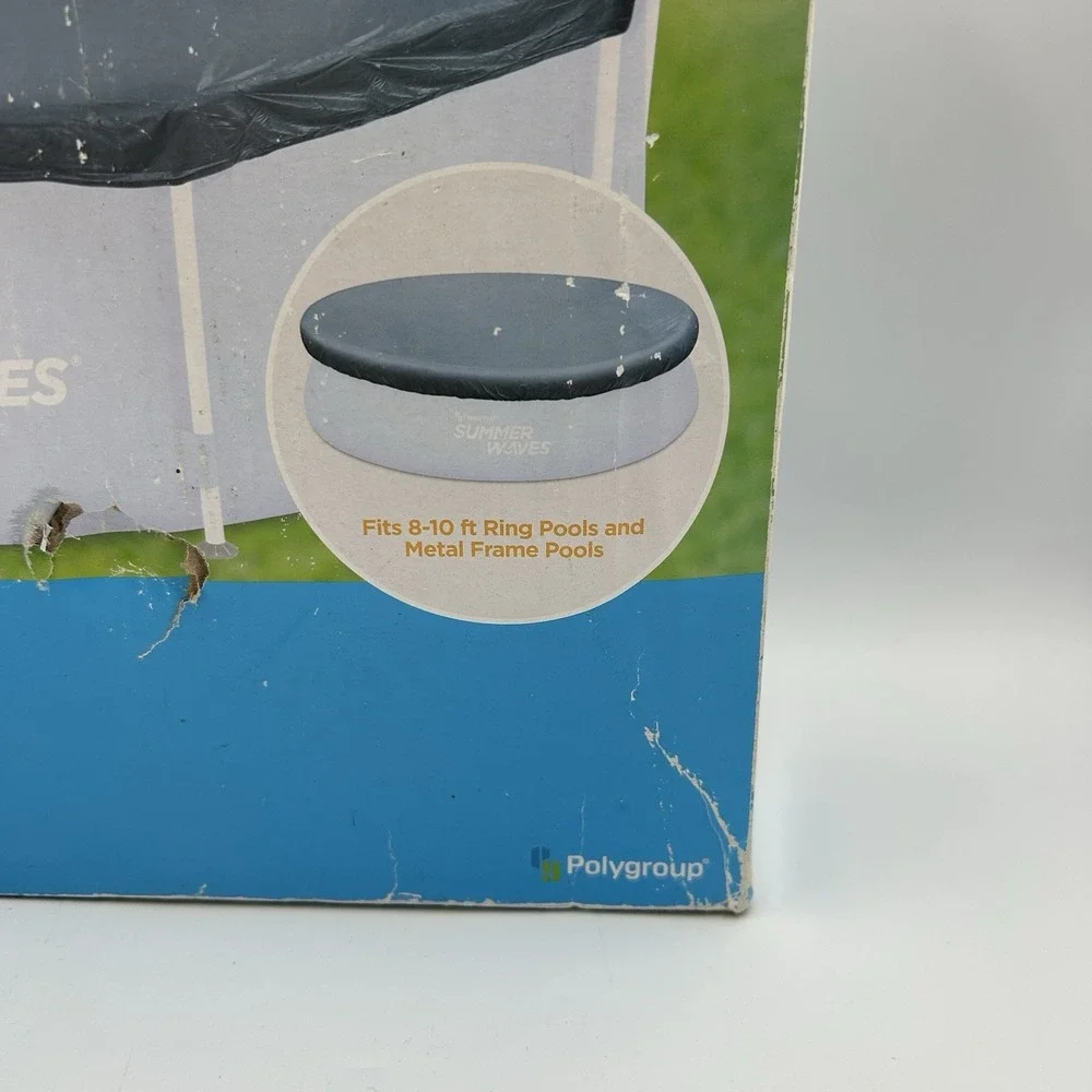 Summer Waves 8-10 FT Pool Cover (Fits‎ Both Ring And Metal Frame) New Open Box